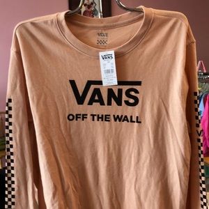 NWT Vans pale coral LS T shirt  XL, “Off the Wall”